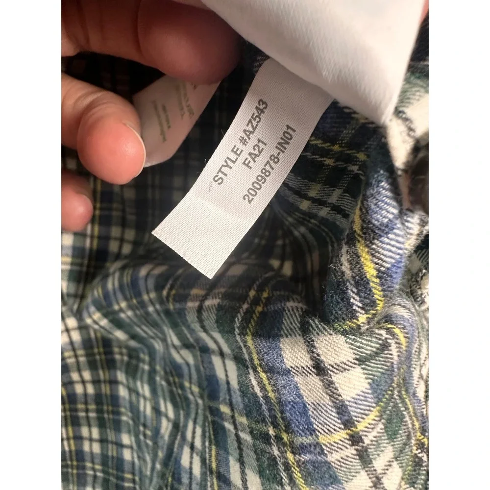 J.Crew‎ Slim Fit Brushed Twill Plaid Button Down Shirt Mens Medium Blue Green